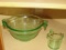 Green glass mixing bowl and more