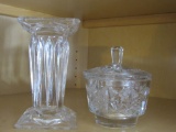 Leaded crystal vase and candy dish