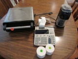 Coffee bean container, adding machine, and grill