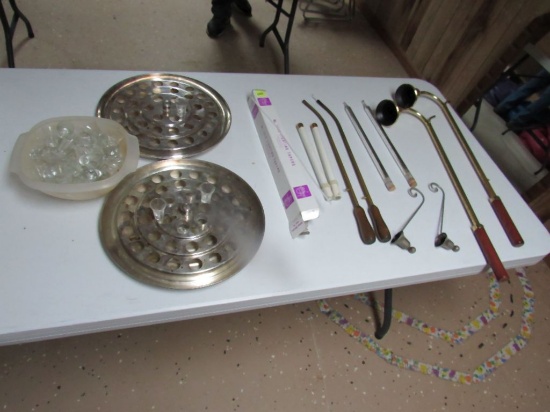 Communion trays and lamp, lighters and more