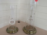 2 glass dome candles