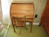 Child sized roll top desk with chair