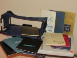 Folding chair and yearbooks