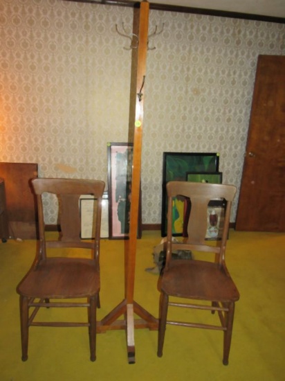 Hall tree and chairs