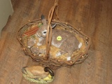 Basket and ceramic rabbits