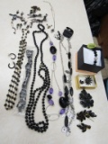 Black costume jewelry lot