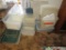 Assorted storage containers, boxes and more