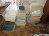Assorted storage containers, boxes and more