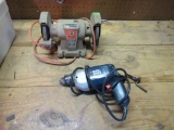 Bench grinder and drill
