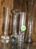 Clear glass bud vases