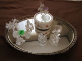 Mirrored tray and figurine