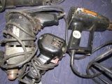 Drill, soldering gun and heat gun