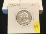 1964 D President Washington Quarter dollar