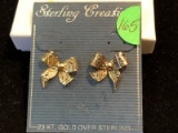 ladies earrings 23KT over Sterling Silver