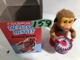 Vtg Beating Drum Toy Monkey w/box