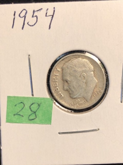 1954 Silver Roosevelt  Dime