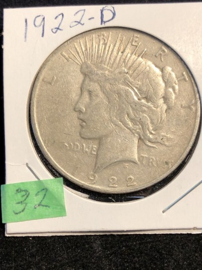 1922-D Silver peace dollar