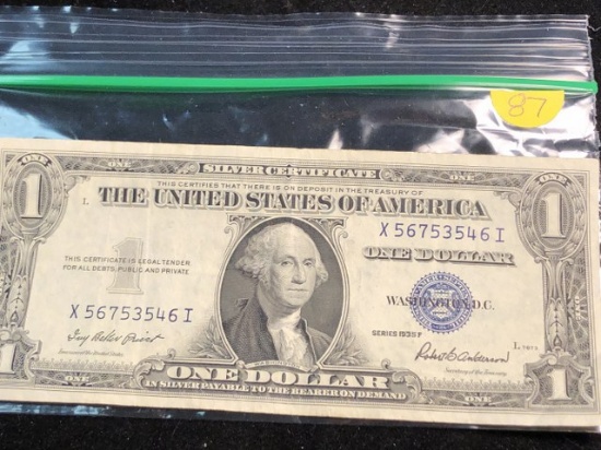 1935 F Blue Seal Silver Certificate