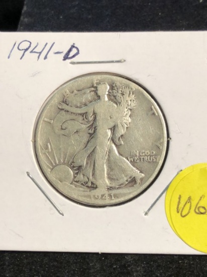 1941-D Silver Walking Liberty half dollar