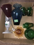 Box of Miscellaneous Items: Vases, Goblet