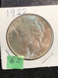 1922 Uncirculated  Silver peace dollar