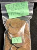 Bag of 50 Wheat pennies from the 40s & 50s.