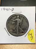 1941-D Silver walking Liberty half dollar