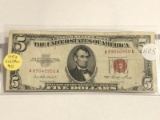 1953 Red seal $5.00 United States Note