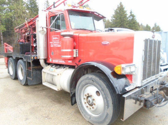 D004 1990 PETERBUILT T/A CHASSIS  W/ CME 55 AUGER DRILL RIG