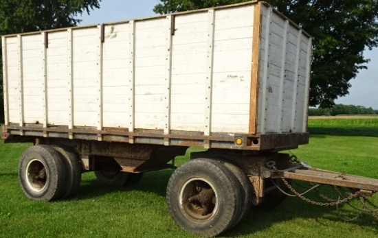 1967 FRUE. 15 ½’ S/A BOTTOM HOPPER GRAIN TRAILER, 60” WOOD SIDES, 10:00R20