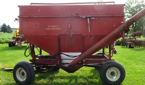 250 BU. GRAVITY SEED BOX ON ANHYDROUS GEAR, 12’ HYD. STEEL FLYTE UNLOADING