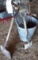 GALV. TRASH CAN W/ SHOVELS