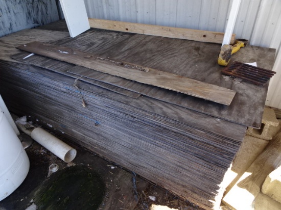 APROX. 60 SHEETS OF USED 4’X8’X3/8” PLYWOOD