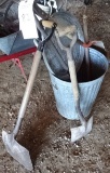 GALV. TRASH CAN W/ SHOVELS