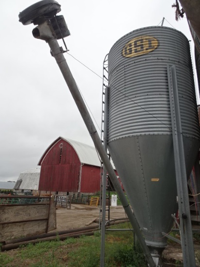GSI 9 TON FREESTANDING GALV. BIN W/ 115V. UNLOAD AUGER