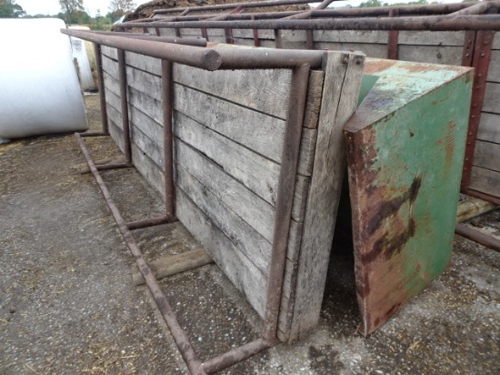 (2) METAL LIVESTOCK FEEDERS, WELDY 48"X12' & METAL PIPE FRAME WOODEN 48"X14'