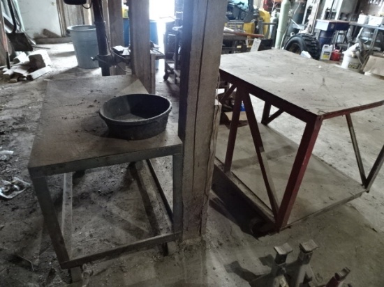 (2) METAL SHOP TABLES ON CASTERS, 36"X48" & 26"X48"