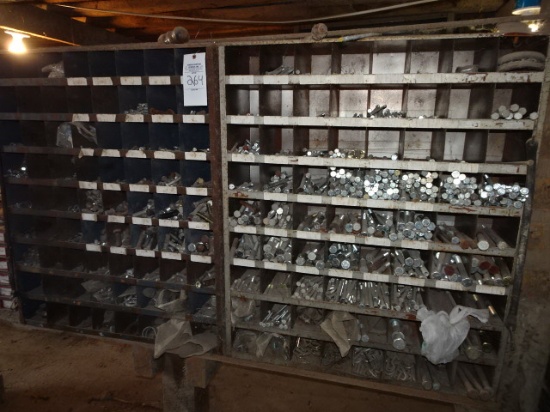 (2) 72 HOLE METAL BOLT BINS W/ CONTENTS OF BOLTS & HARDWARE