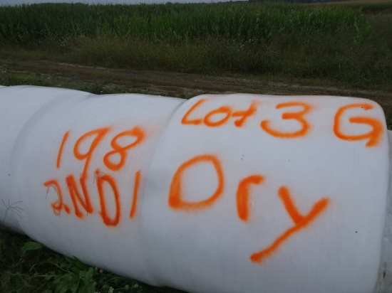 (198) 4’X5’ ROUND BALES OF 2023 2ND CUTTING DRY HAY, WRAPPED