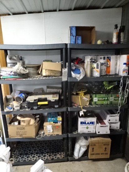 (2) POLY SHELF UNITS W/ CONTENTS OF PARLOR RELATED ITEMS
