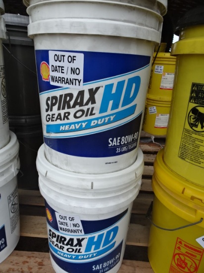 (2) SEALED 5 GAL. PAILS SHELL SPIRAX H.D 80W-90 GEAR OIL