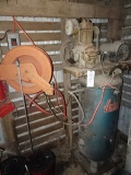QUINCY 5HP 220V. 1PH. VERTICAL AIR COMPRESSOR W/ HOSE & REEL