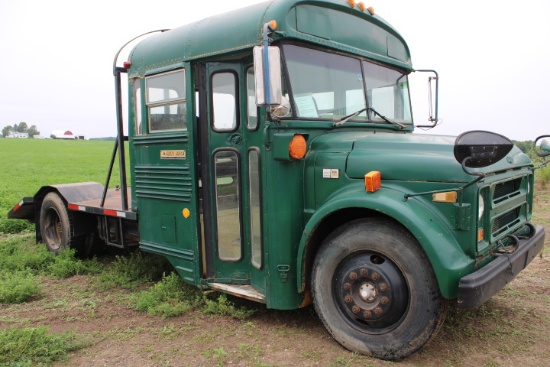 1983 CHEVY 60DSL. CONVERTED SCHOOL BUS, SM CAB FOR DRIVER & PASSANGERS