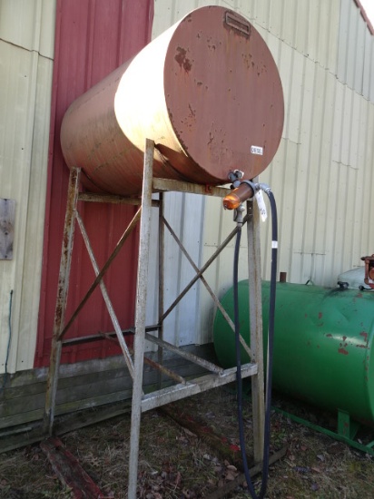 300G UPRIGHT STEEL FUEL TANK ON STAND, GRAVITY FLOW