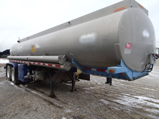 *1988 FRUHAUF 5000G. ALUMINUM SPRAY TENDER TANKER TRAILER