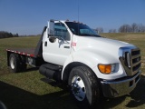 2005 FORD F750 SUPER DUTY S/A FLATBED TRUCK, ONLY 26,941 MILES