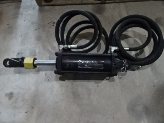 NICE ROCKFORD HYD. CYL. W/ HOSES, PIONEER FITTINGS