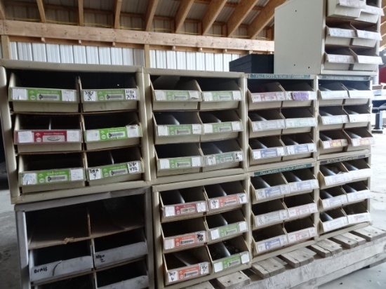 METAL/ POLY PULL OUT DRAWER BOLT BINS W/ CONTENTS OF GOODIES!