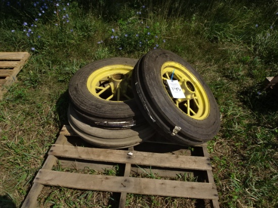 2 New Tires, 6.00x16 SL, on Spoke Rims