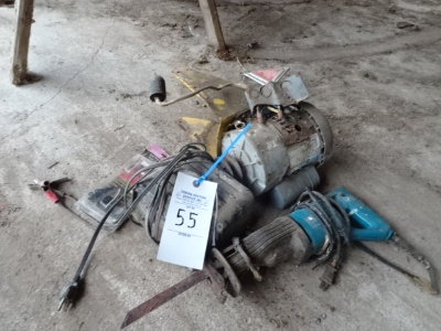 55. sawzall, batt. charger, elec. motor, known fact: plugged in ok